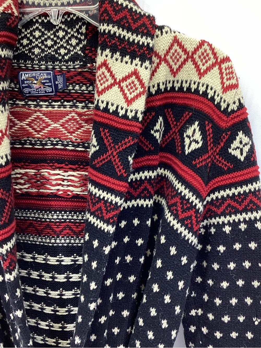 Ralph Lauren American Living Cardigan Sweater Nordic Fair Isle Wrap Shawl Collar - Picture 5 of 11